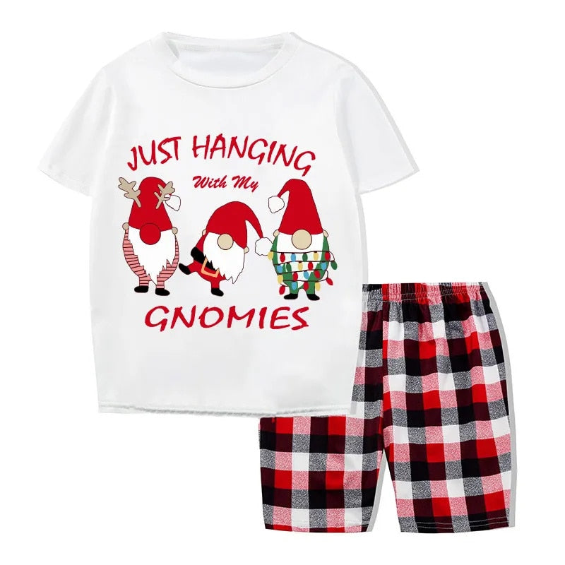 PJ Traditions Christmas Matching Family Pajamas Exclusive Design Hanging with My Gnomies Short Pajamas Set