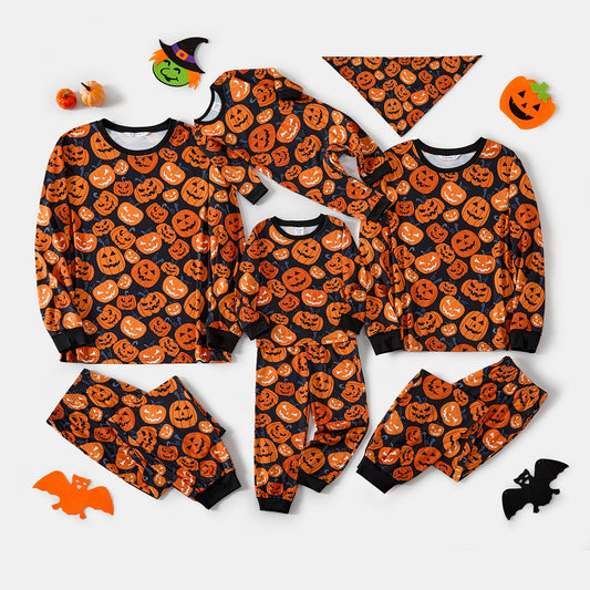 PJ Traditions Halloween / Thanksgiving Family Matching  pumpkin print pajamas Flame Resistant