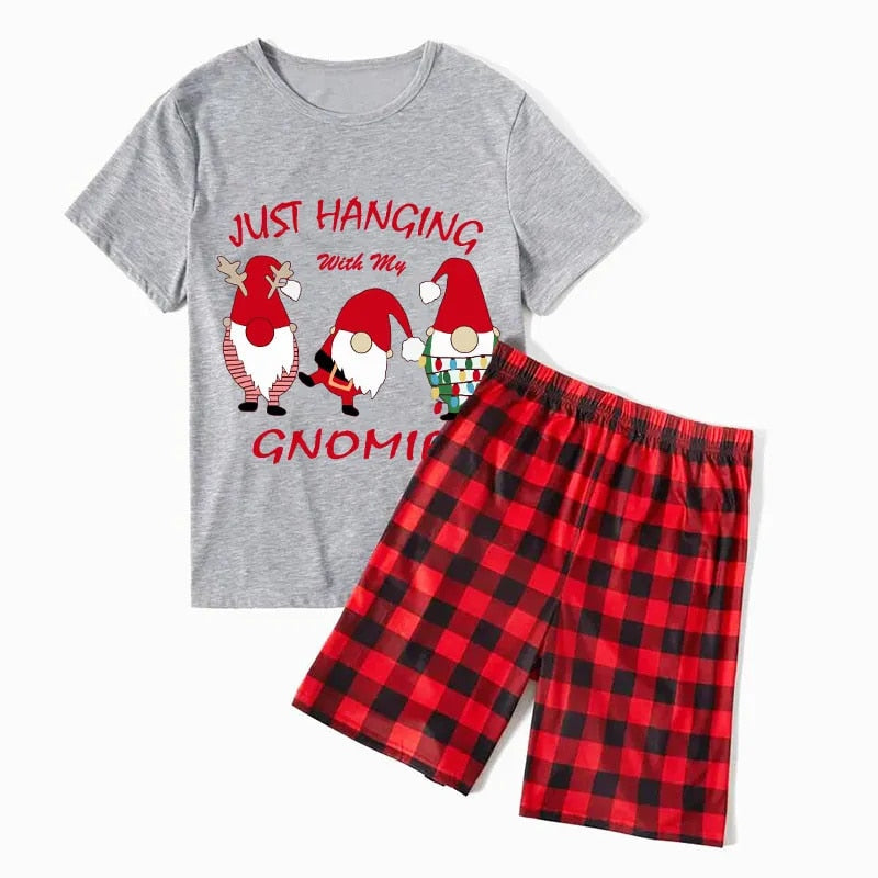 PJ Traditions Christmas Matching Family Pajamas Exclusive Design Hanging with My Gnomies Short Pajamas Set