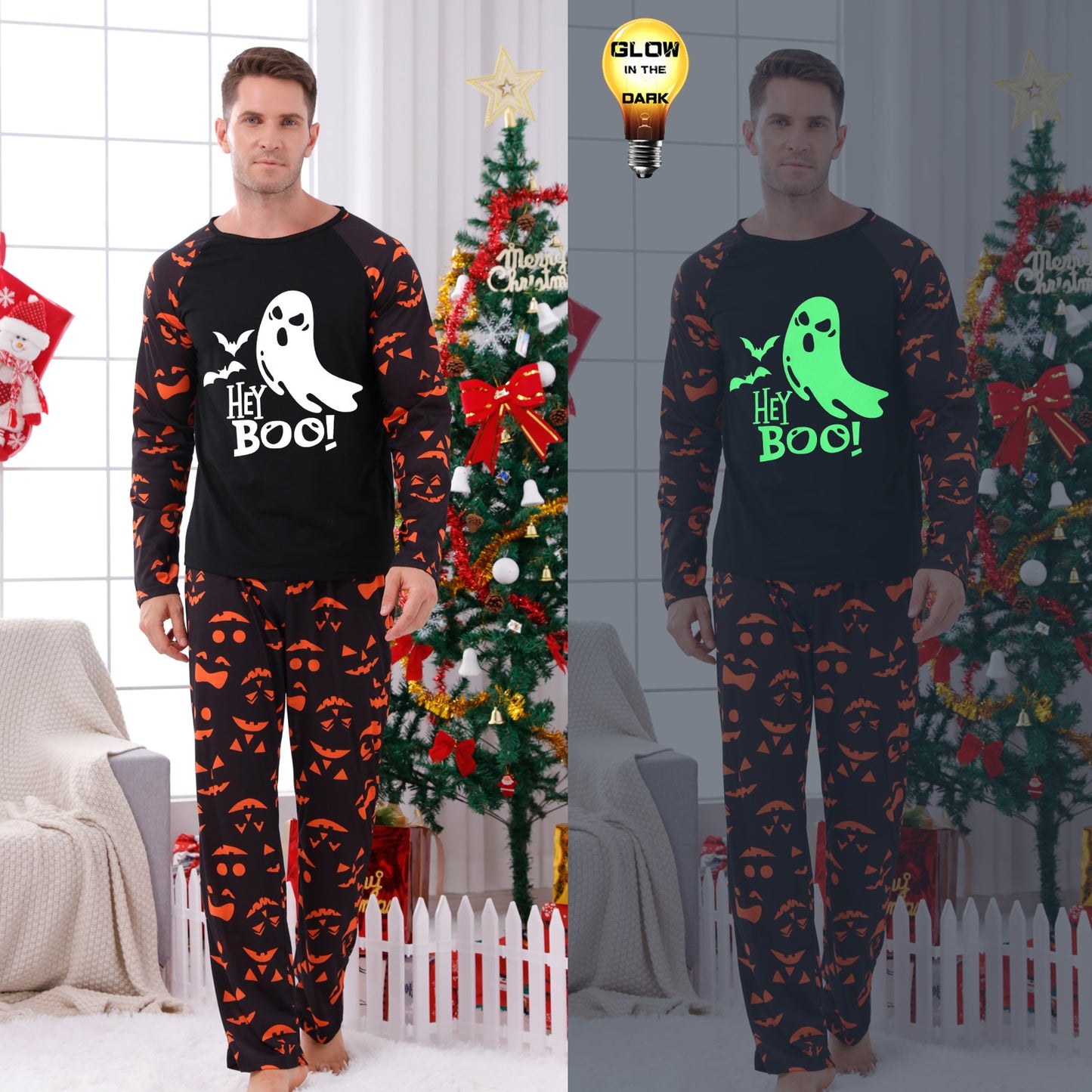 PJ Traditions Halloween Costumes 2023 Family Pajamas Mother Daughter Matching Clothes Casual Soft Sleepwear Xmas Family Look Dark In Glow Suit