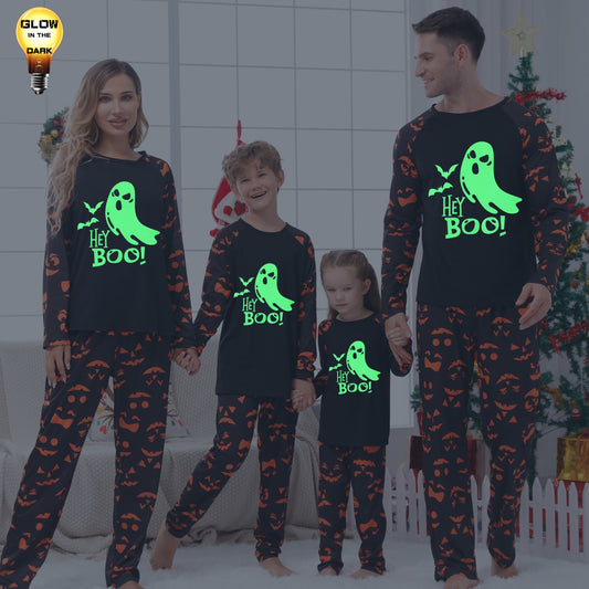 PJ Traditions Halloween Costumes 2023 Family Pajamas Mother Daughter Matching Clothes Casual Soft Sleepwear Xmas Family Look Dark In Glow Suit