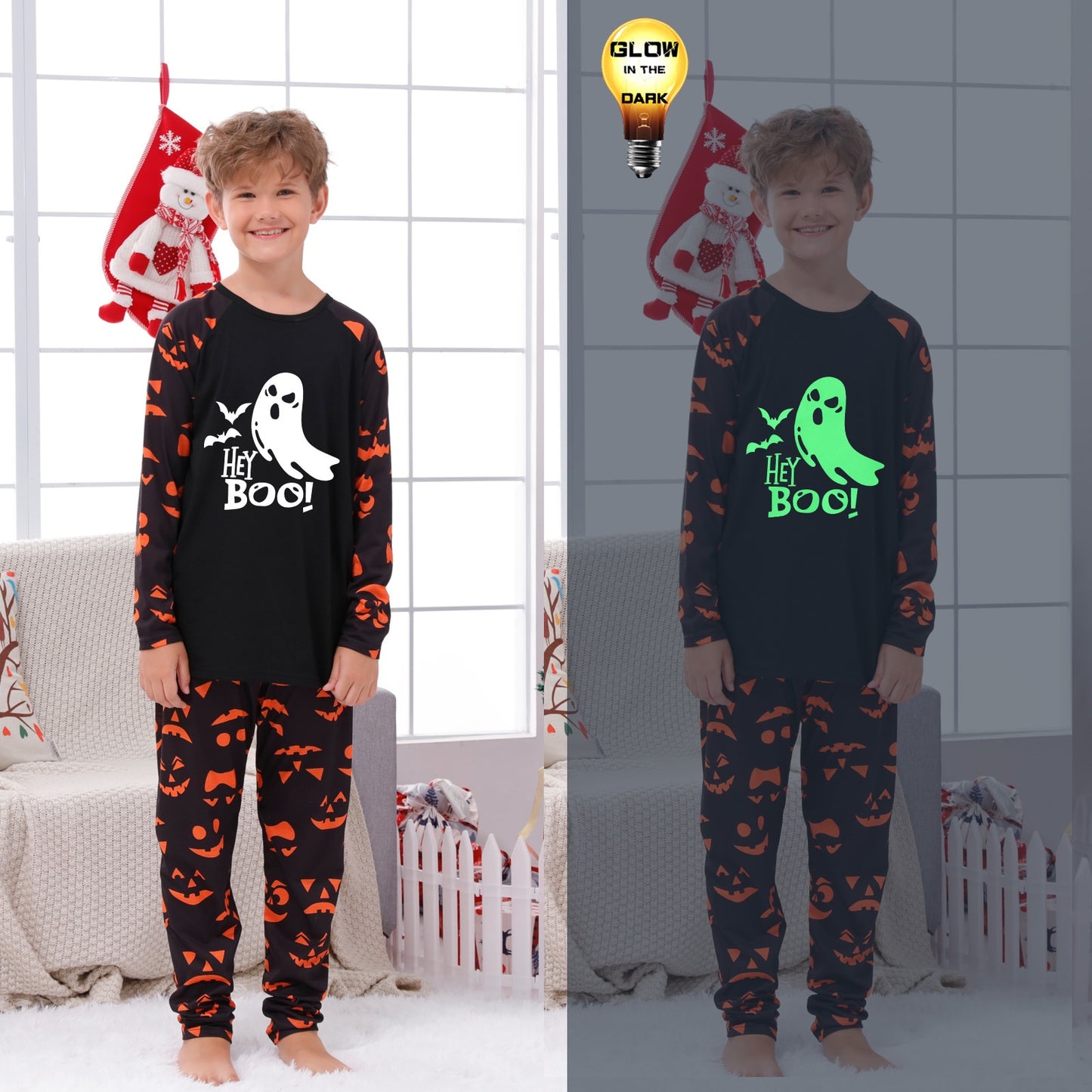 PJ Traditions Halloween Costumes 2023 Family Pajamas Mother Daughter Matching Clothes Casual Soft Sleepwear Xmas Family Look Dark In Glow Suit